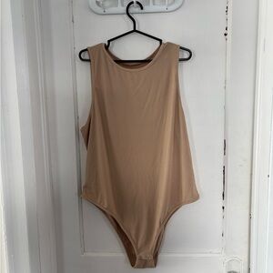 SHEIN Curve Beige Sleeveless Bodysuit 4X | Plus Size Stretch One Piece